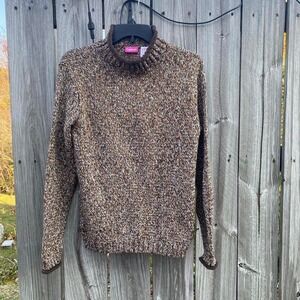 Cottagecore Earthy Marled Pappagallo Sweater Small Brown Space Dye Mock Neck